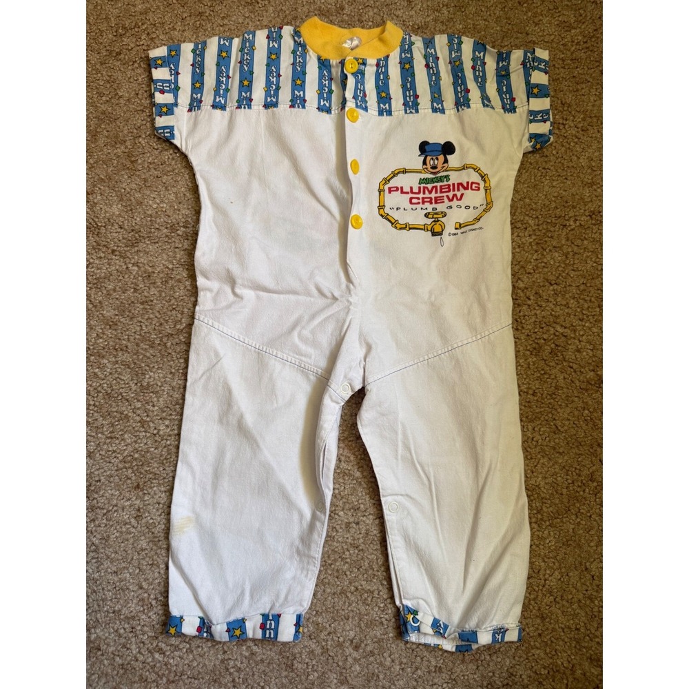 Vintage Mickey Plumbing crew one piece outfit‎ 24 months